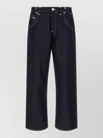 Junya Watanabe Navy Blue Solid Jeans In Black