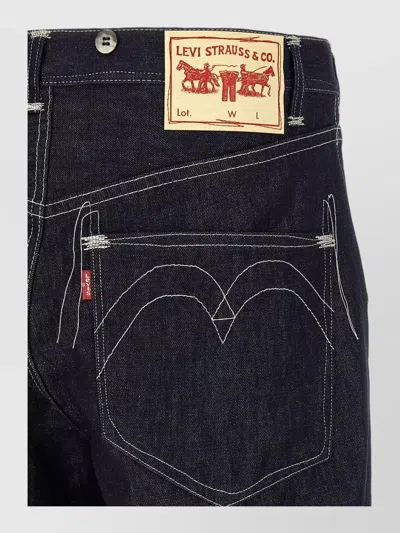 Junya Watanabe Navy Blue Solid Jeans In Black