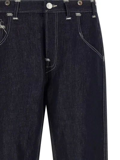 Junya Watanabe Navy Blue Solid Jeans In Black