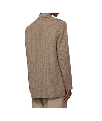 Rohe Herringbone Double-breasted Blazer In Brown
