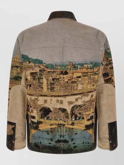 Junya Watanabe Jacquard Square Jacket Collared Patch Pockets In Multi