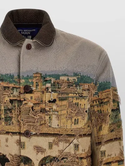 Junya Watanabe Jacquard Square Jacket Collared Patch Pockets In Multi