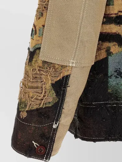 Junya Watanabe Jacquard Square Jacket Collared Patch Pockets In Multi
