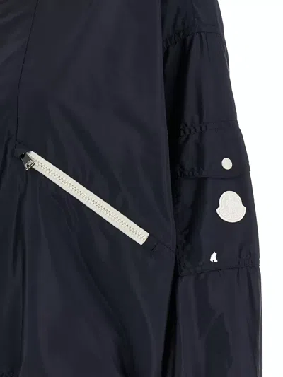 Moncler Marmacy Jacket High Collar Elasticated Hem In Blue