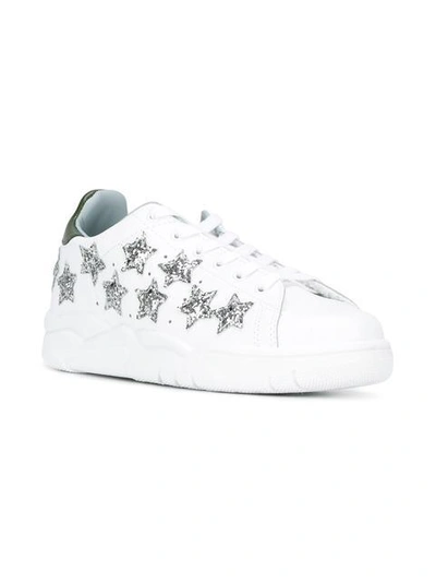 Shop Chiara Ferragni Sequinned Stars Sneakers - White