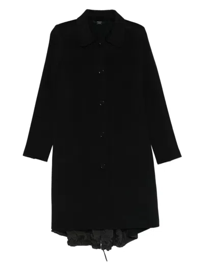 High Single-breasted Coat In Black