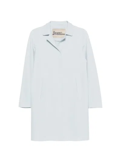 Herno Light Blue Polyamide Coat In Multi