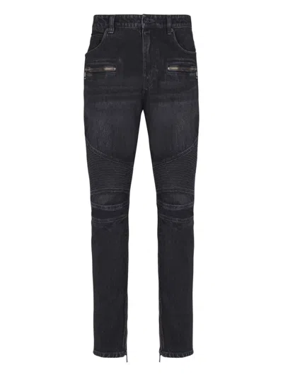 Balmain Straight Trousers Nylon Silk Belt Loops In Black