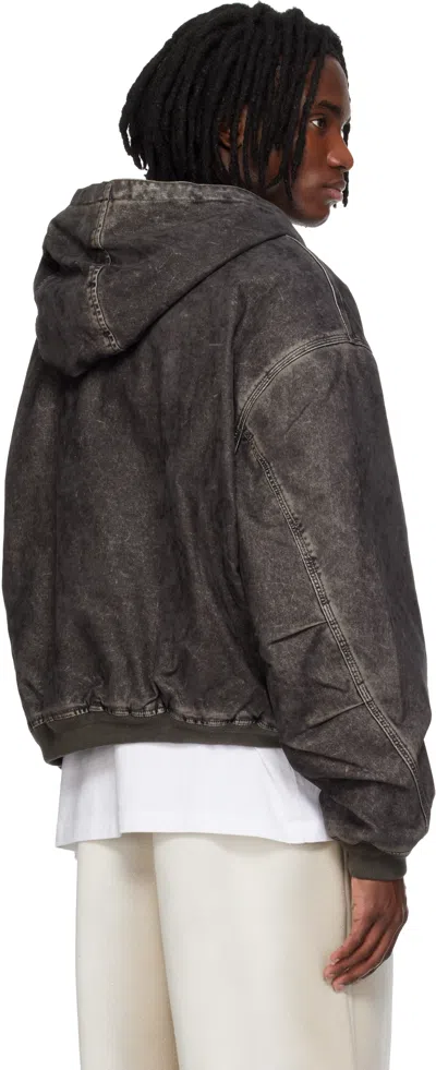 Alexander Wang Black Flocked Oversized Carpenter Jacket In Brown