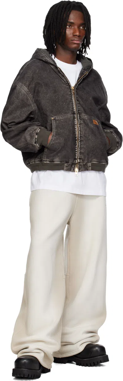 Alexander Wang Black Flocked Oversized Carpenter Jacket In Brown