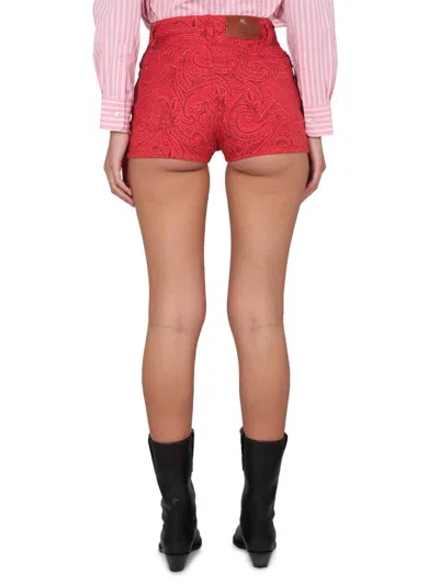 Etro Women Paisley Print Shorts In Red
