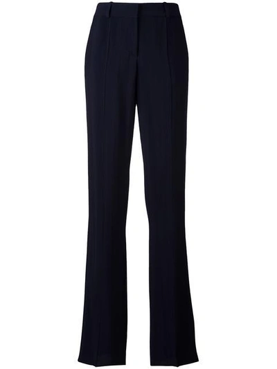 Shop Giorgio Armani Wide Leg Tailored Trousers - Blue