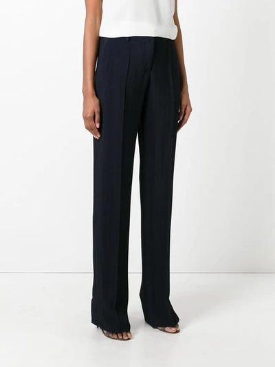 Shop Giorgio Armani Wide Leg Tailored Trousers - Blue