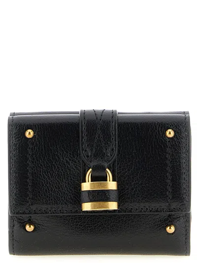 Chloé Paddington Embellished Textured-leather Cardholder In Black