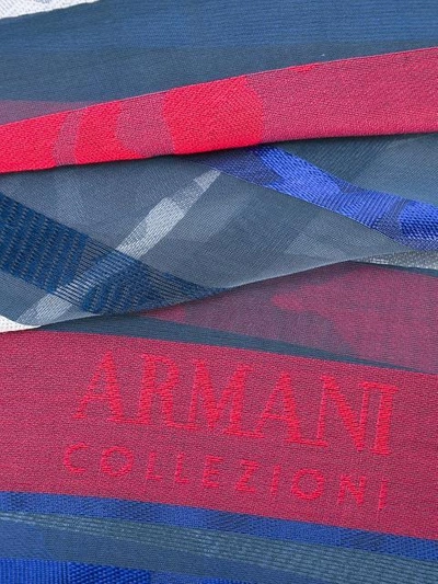 Shop Armani Collezioni Striped Scarf - Blue