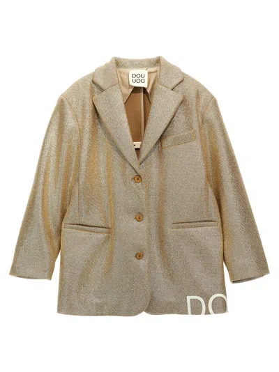 Douuod Laminated Single-breasted Blazer In Brown