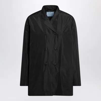 Prada Double-breasted Technical Taffeta Jacket In Black