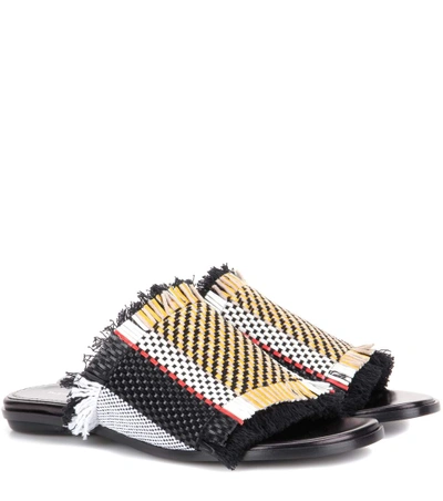 Shop Proenza Schouler Woven Leather And Fabric Sandals In Dark Red