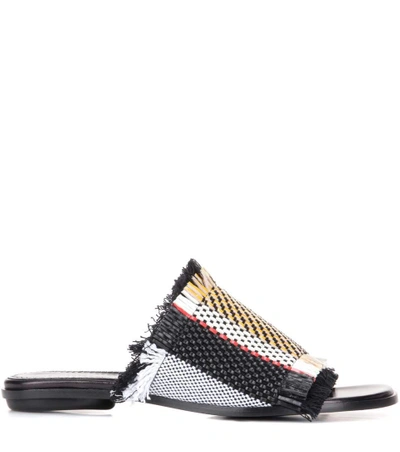 Shop Proenza Schouler Woven Leather And Fabric Sandals In Dark Red