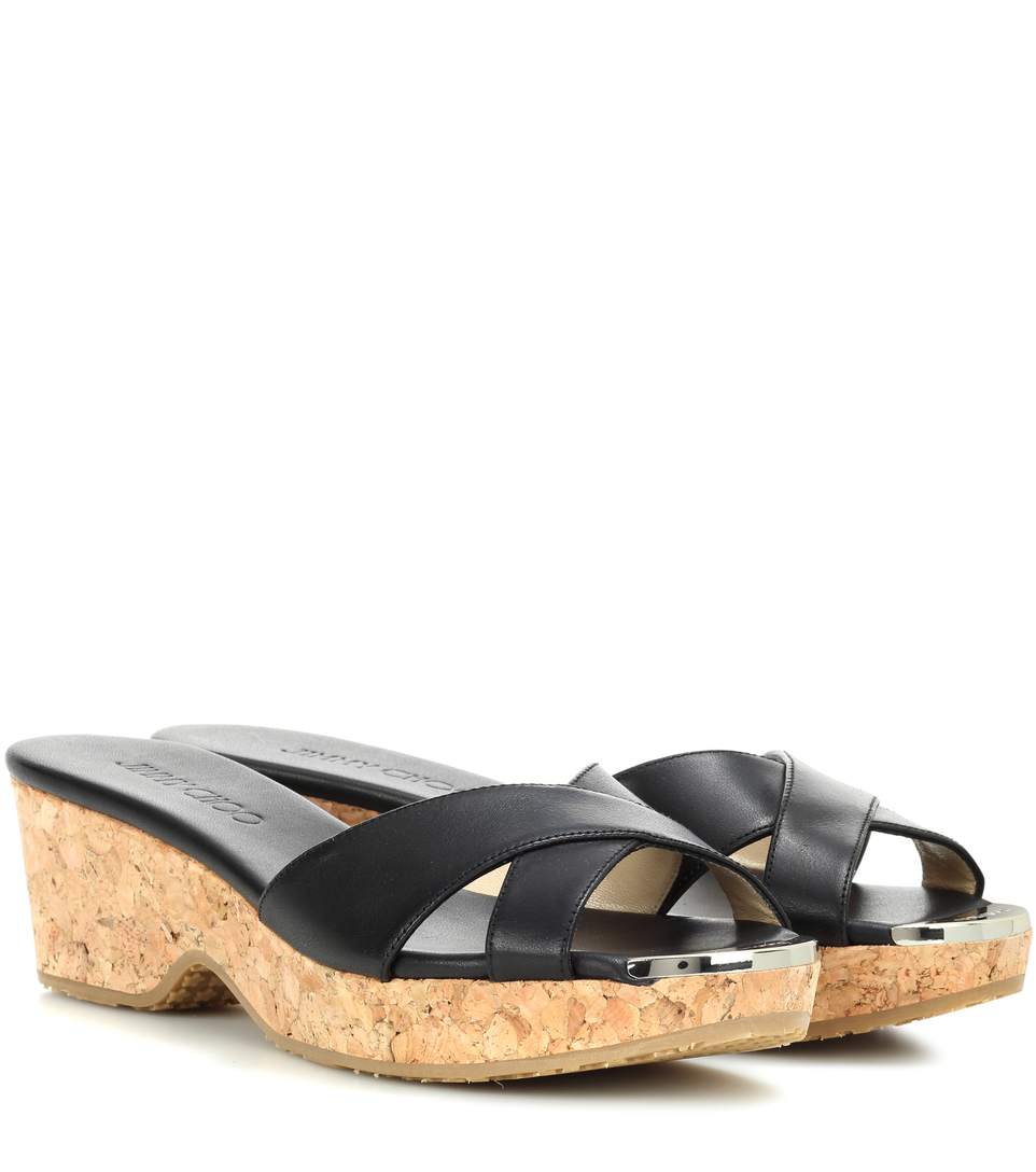 Jimmy Choo Panna Leather Mules In Llack Modesens