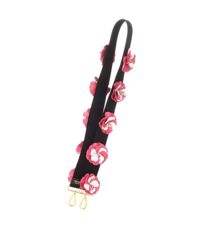 Prada Leather-embellished Canvas Shoulder Strap In Multicoloured