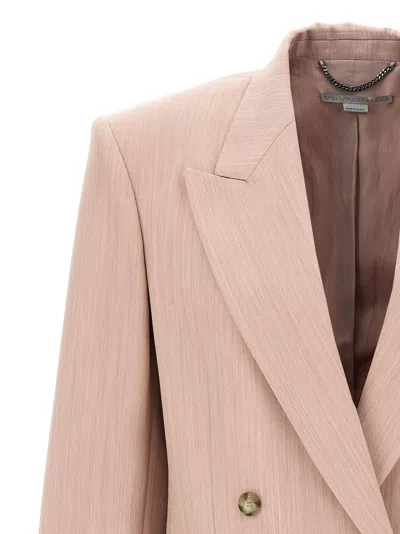 Stella Mccartney Double-breasted Wool Blazer With Structured Shoulders In Pink
