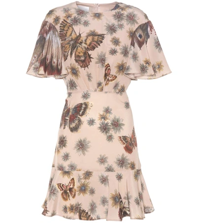 Shop Valentino Printed Silk Dress In Mariposa Gardee