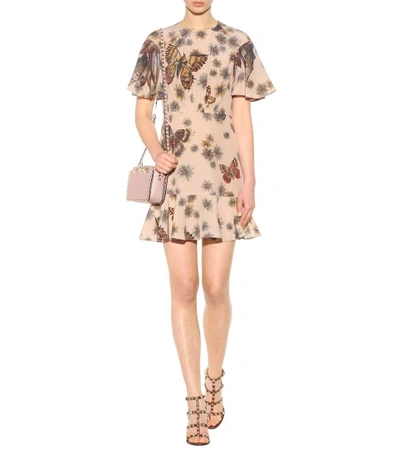 Shop Valentino Printed Silk Dress In Mariposa Gardee