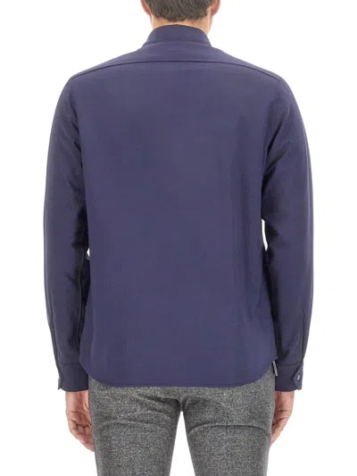 Aspesi Tailored White Shirt With Button-down Front And Pointed Collar In Blue