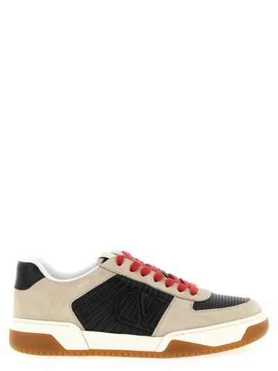 Valentino Garavani Sneakers Contrasting Panels Perforated Detailing Rubber Sole In Multi