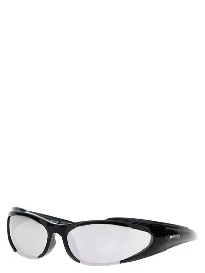 Balenciaga Reverse Xpander Rectangle-frame Sunglasses In Black