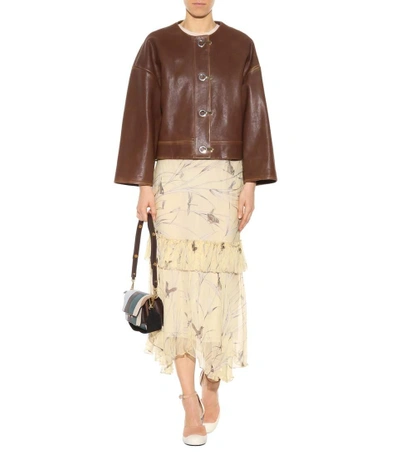 Shop Marni Leather Jacket In Caeyoe