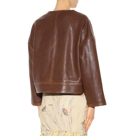 Shop Marni Leather Jacket In Caeyoe