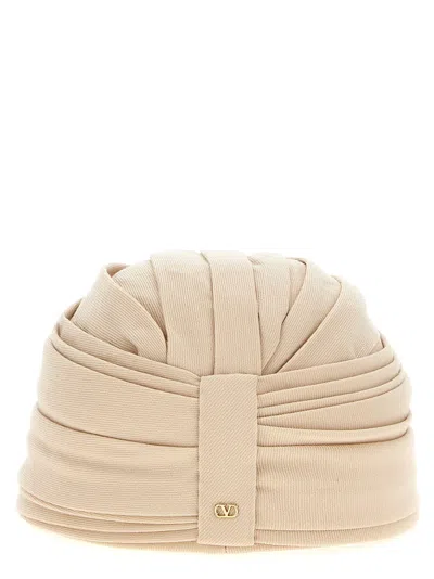 Valentino Women Beige Wool Rigid Turban Hat, Xs Luxury Hats For Women Darveys In Neutral