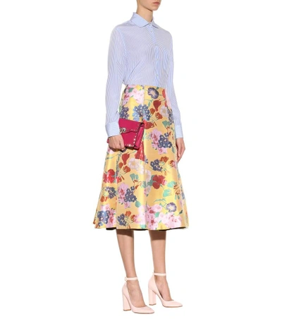 Shop Valentino Jacquard Silk-blend Skirt In Multicolor