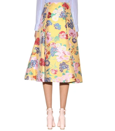 Shop Valentino Jacquard Silk-blend Skirt In Multicolor