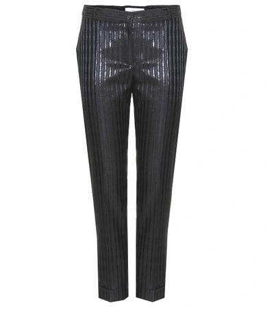 Carven Metallic-striped Trousers In Llack