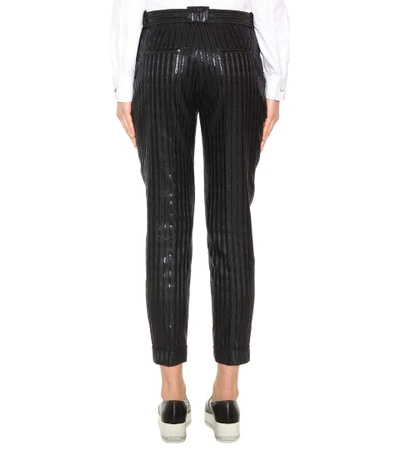Shop Carven Metallic-striped Trousers In Llack