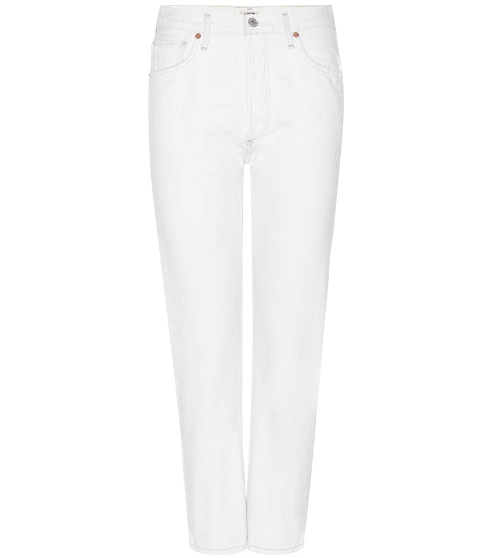 white high waisted cropped jeans