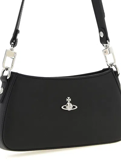 Vivienne Westwood Tasha Shoulder Phone Bag Faux Leather Black-3d-orb