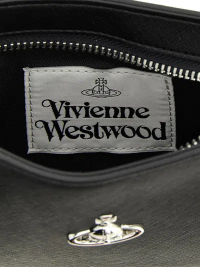 Vivienne Westwood Tasha Shoulder Phone Bag Faux Leather Black-3d-orb
