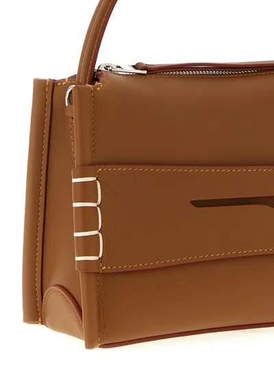 Jw Anderson Loafer Leather Shoulder Bag With Detachable Strap In Brown