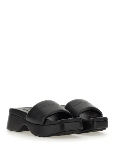 Alexander Wang Float Logo-debossed Platform Slides In Black