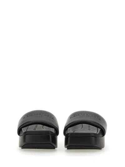 Alexander Wang Float Logo-debossed Platform Slides In Black