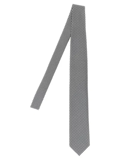 Tom Ford Silk Tie Regular Width Patterned Surface In Gray