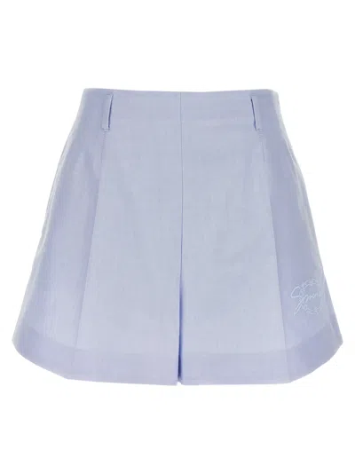 Givenchy Pleated Front Embroidered Detail Shorts In Blue