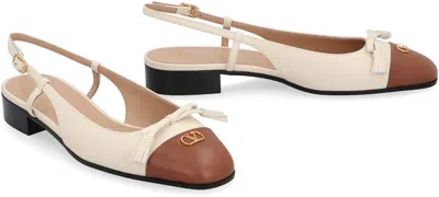 Valentino Valet Du Roi Leather Slingback Ballerina Flat In Neutral
