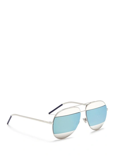 Shop Dior ' Split' Inset Metal Aviator Mirror Sunglasses