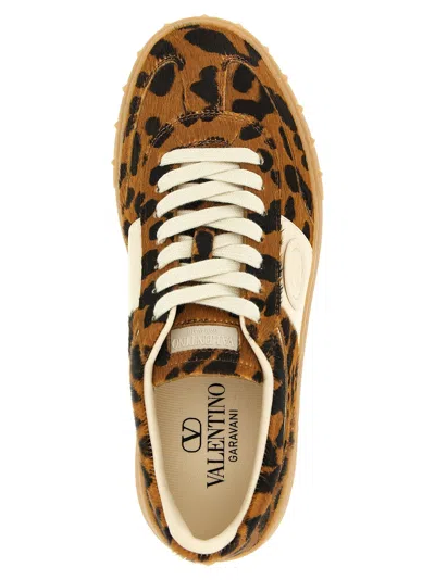 Valentino Garavani Upvillage Trainer In Pony-effect Calfskin Leather Woman Animal Print 39.5 In Brown