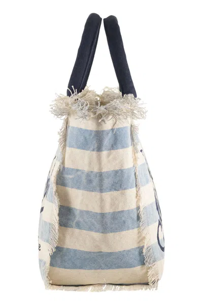 Mc2 Saint Barth Vanity Canvas Bag With Striped Pattern In Pink